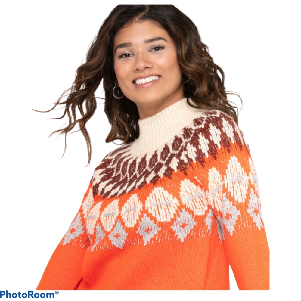 FAIR ISLE MOCK NECK SWEATER SMALL - Picture 4 of 11